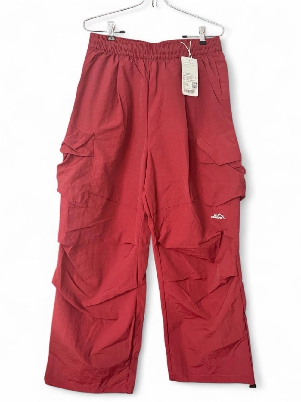 Women's Wide Leg Cargo Pants in Deep Red - Picture 2 of 6